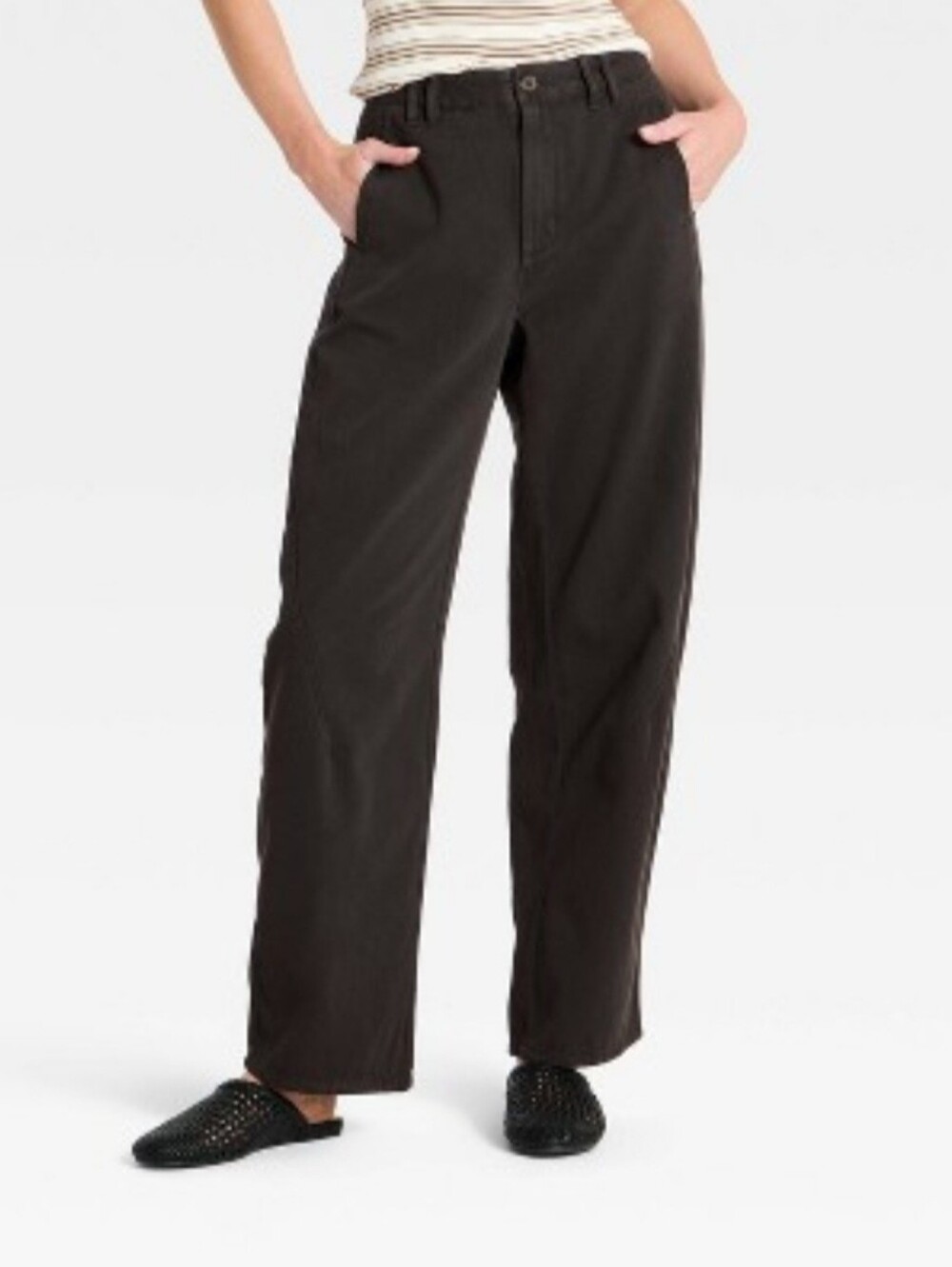Women's High Rise Barrel Pant - Universal Thread Black 12